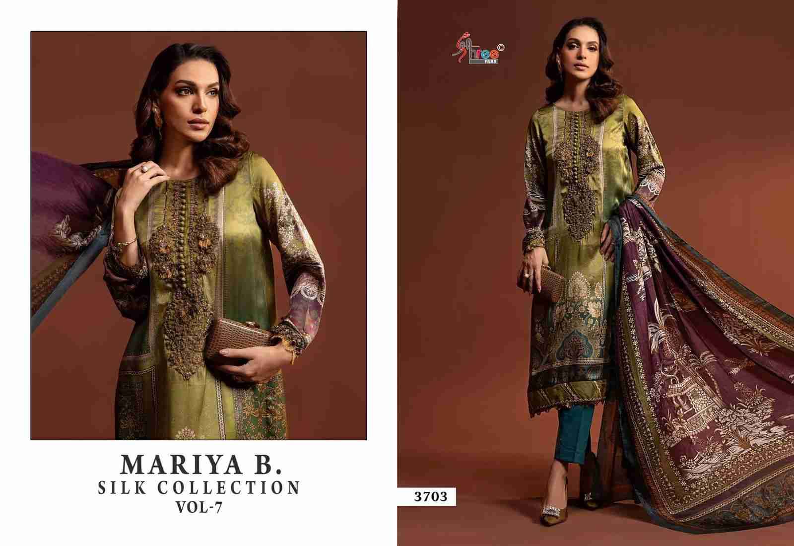 Mariya B. Silk Collection Vol-7 By Shree Fabs 3701 To 3703 Series Designer Pakistani Suits Beautiful Stylish Fancy Colorful Party Wear & Occasional Wear Japan Satin With Embroidery Dresses At Wholesale Price