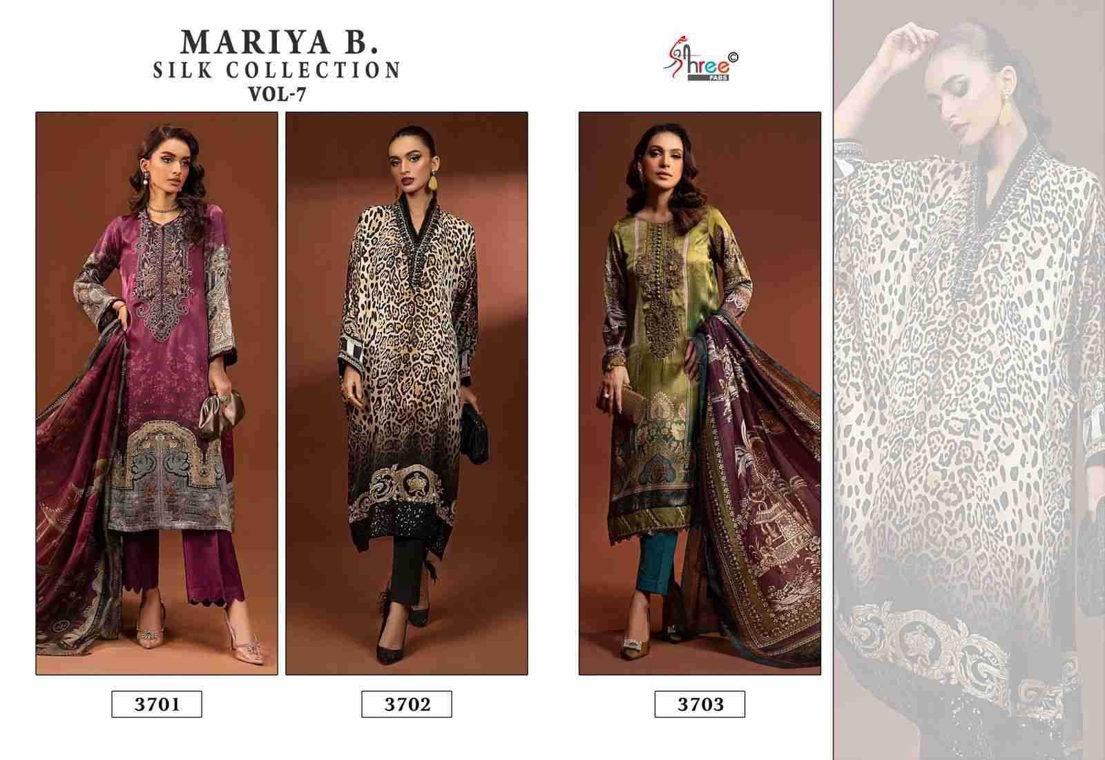 Mariya B. Silk Collection Vol-7 By Shree Fabs 3701 To 3703 Series Designer Pakistani Suits Beautiful Stylish Fancy Colorful Party Wear & Occasional Wear Japan Satin With Embroidery Dresses At Wholesale Price