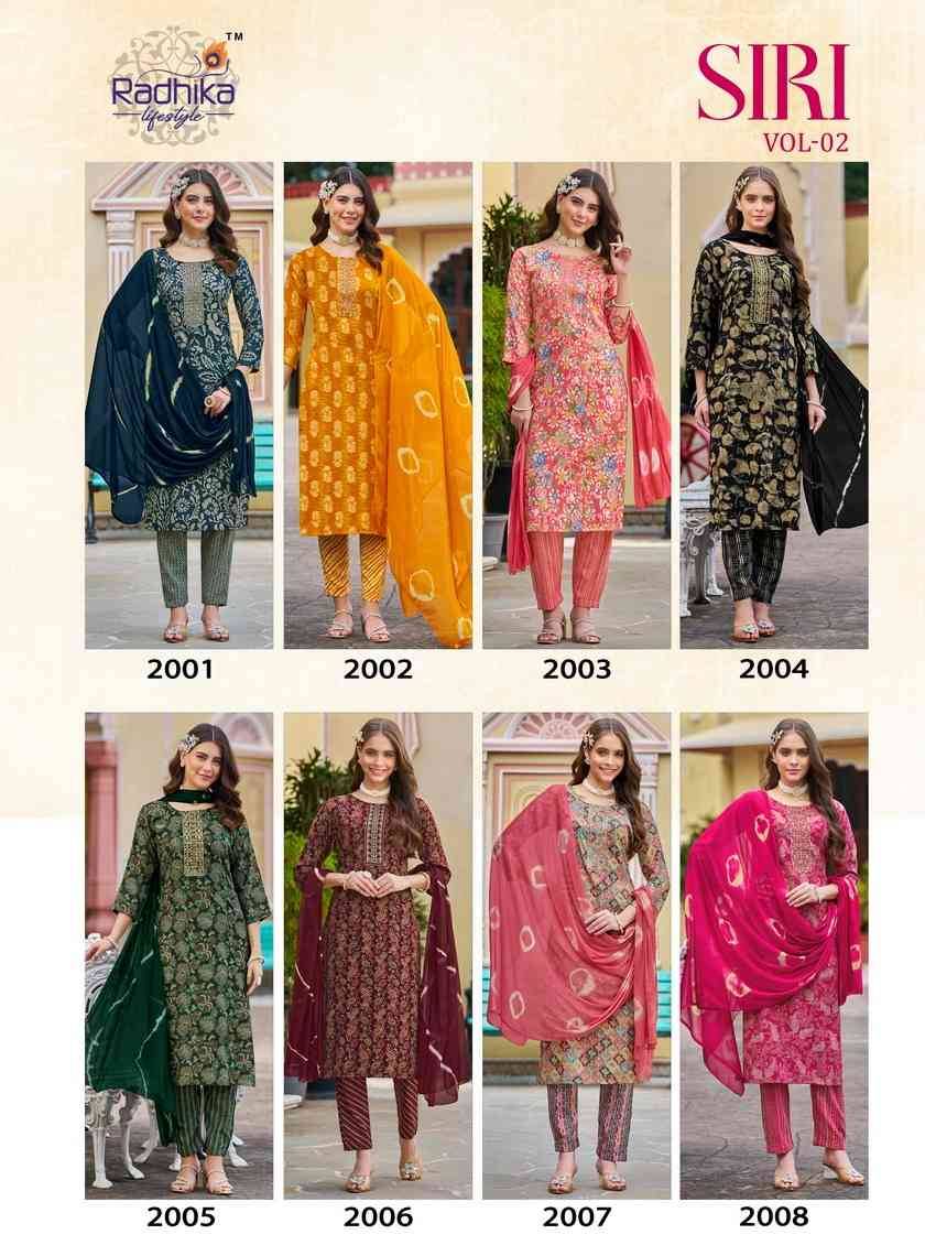 Siri Vol-2 By Radhika Lifestyle 2001 To 2008 Series Beautiful Stylish Festive Suits Fancy Colorful Casual Wear & Ethnic Wear & Ready To Wear Rayon Foil Dresses At Wholesale Price