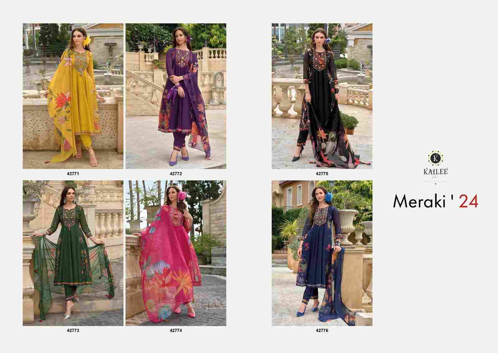 Meraki-24 By Kailee 42771 To 42776 Series Beautiful Stylish Festive Suits Fancy Colorful Casual Wear & Ethnic Wear & Ready To Wear Pure Organza Dresses At Wholesale Price