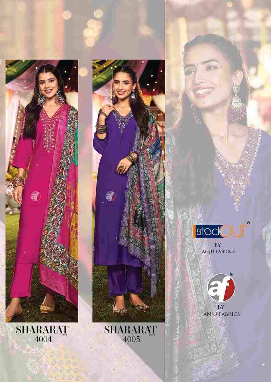 Shararat Vol-8 By Anju Fabrics 4001 To 4005 Series Beautiful Festive Suits Colorful Stylish Fancy Casual Wear & Ethnic Wear Modal Silk Dresses At Wholesale Price