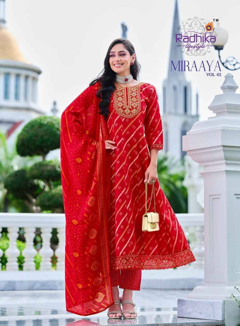 Miraaya Vol-1 By Radhika Lifestyle 1001 To 1006 Series Beautiful Festive Suits Colorful Stylish Fancy Casual Wear & Ethnic Wear Shimmer Foil Dresses At Wholesale Price