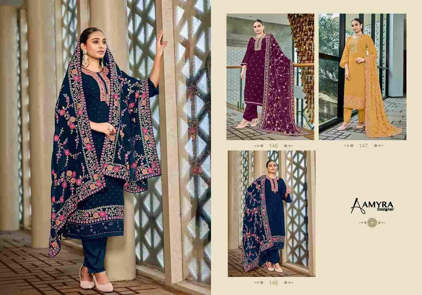 Aaina Vol-11 By Amyra Designer 146 To 148 Series Festive Suits Beautiful Fancy Colorful Stylish Party Wear & Occasional Wear Heavy Georgette Dresses At Wholesale Price