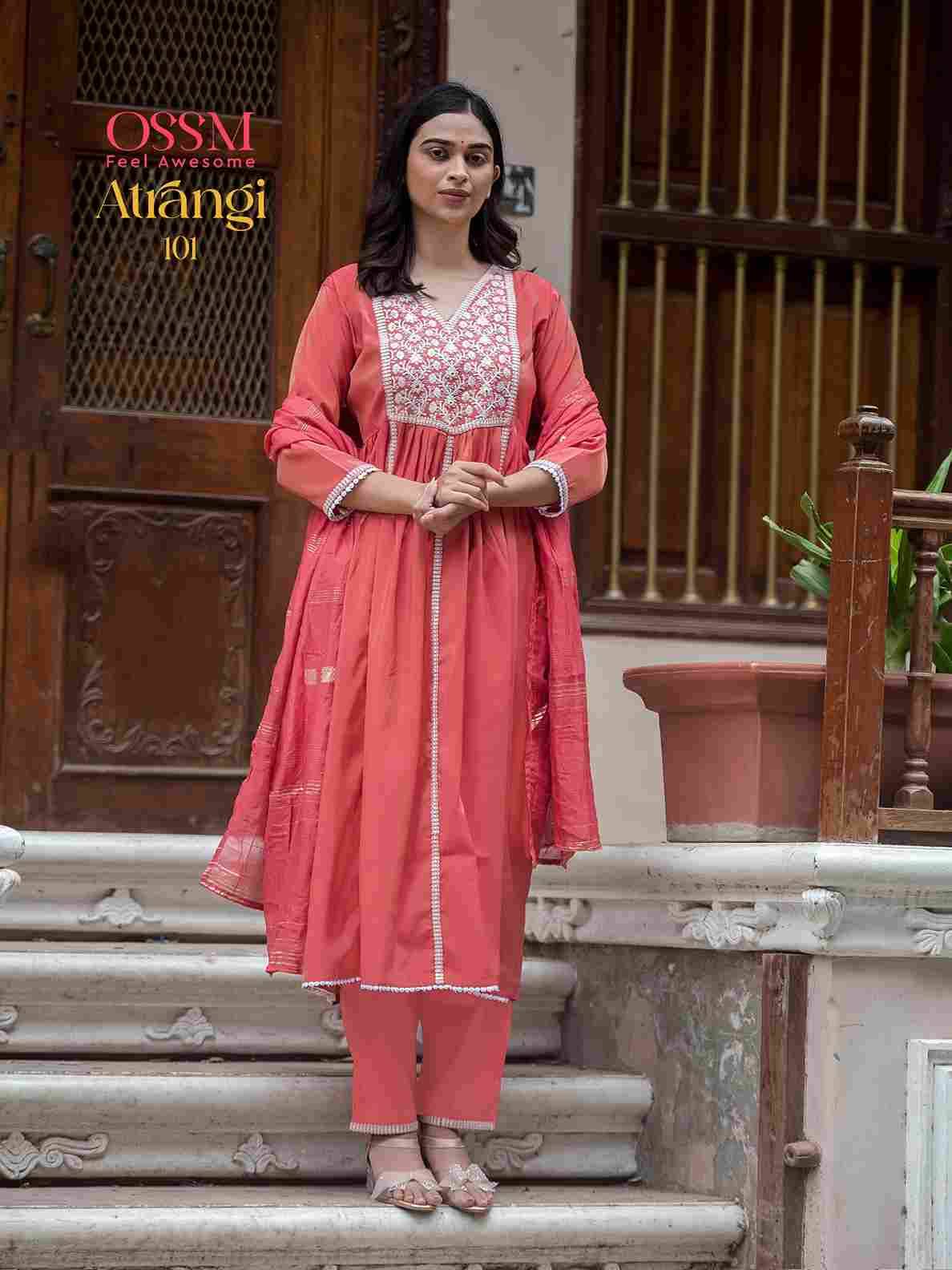 Atrangi By Ossm 101 To 104 Series Beautiful Stylish Festive Suits Fancy Colorful Casual Wear & Ethnic Wear & Ready To Wear Pure Viscose Roman Dresses At Wholesale Price