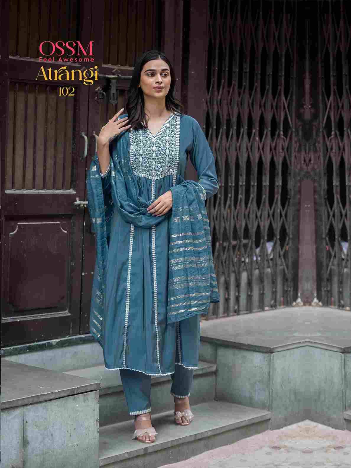 Atrangi By Ossm 101 To 104 Series Beautiful Stylish Festive Suits Fancy Colorful Casual Wear & Ethnic Wear & Ready To Wear Pure Viscose Roman Dresses At Wholesale Price