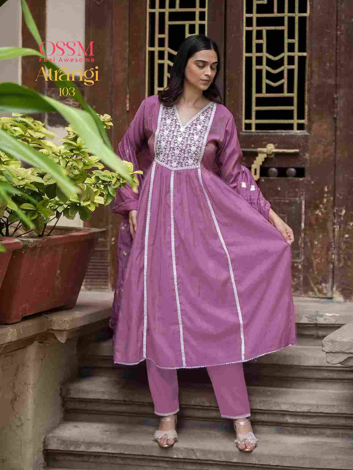 Atrangi By Ossm 101 To 104 Series Beautiful Stylish Festive Suits Fancy Colorful Casual Wear & Ethnic Wear & Ready To Wear Pure Viscose Roman Dresses At Wholesale Price