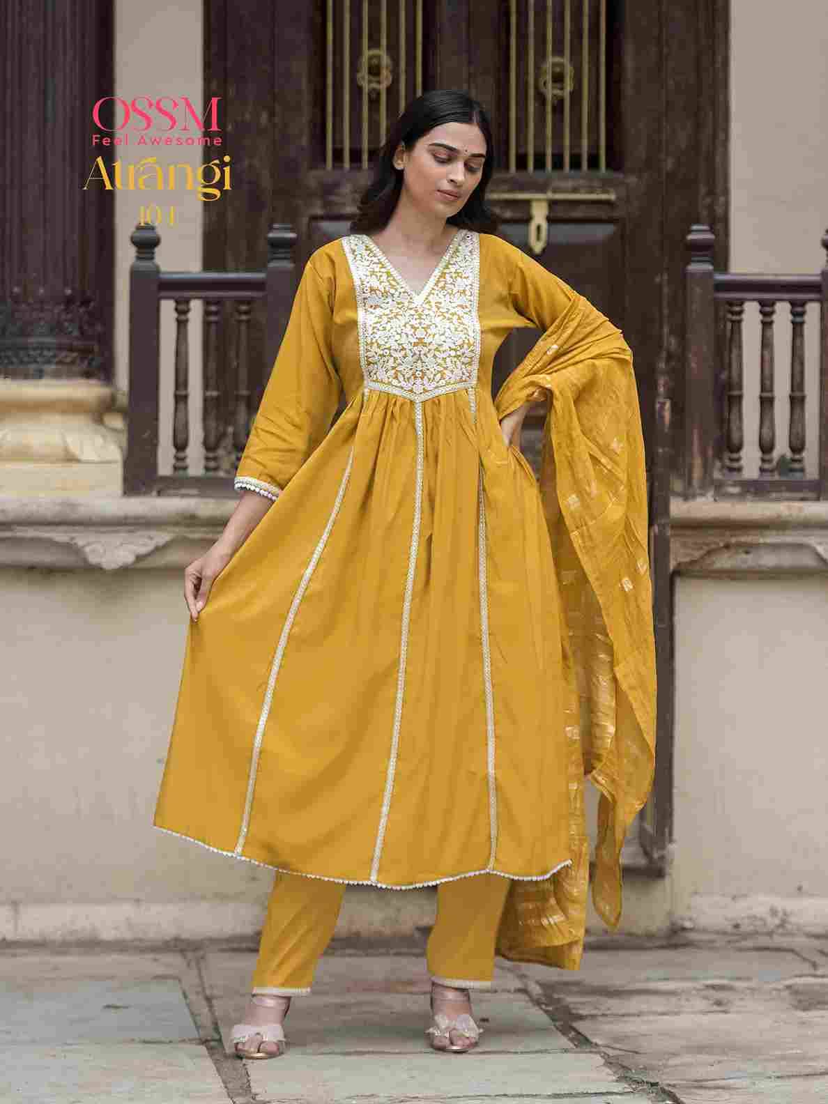 Atrangi By Ossm 101 To 104 Series Beautiful Stylish Festive Suits Fancy Colorful Casual Wear & Ethnic Wear & Ready To Wear Pure Viscose Roman Dresses At Wholesale Price