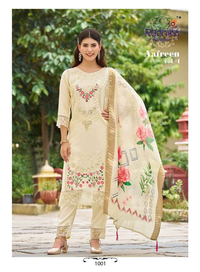 Aafreen Vol-1 By Radhika Lifestyle 1001 To 1006 Series Beautiful Festive Suits Colorful Stylish Fancy Casual Wear & Ethnic Wear Pure Silk Dresses At Wholesale Price