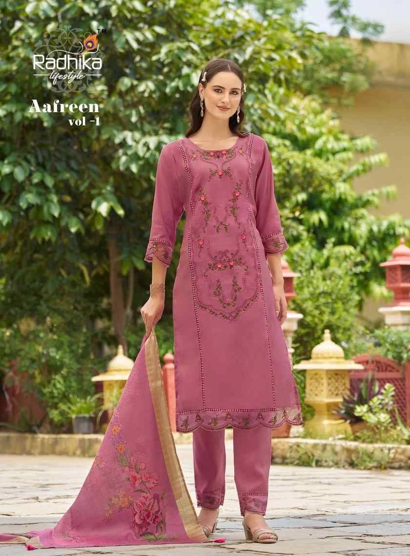 Aafreen Vol-1 By Radhika Lifestyle 1001 To 1006 Series Beautiful Festive Suits Colorful Stylish Fancy Casual Wear & Ethnic Wear Pure Silk Dresses At Wholesale Price