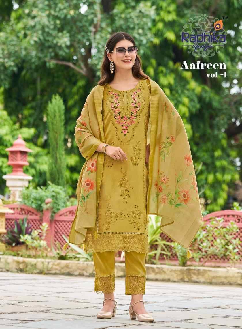 Aafreen Vol-1 By Radhika Lifestyle 1001 To 1006 Series Beautiful Festive Suits Colorful Stylish Fancy Casual Wear & Ethnic Wear Pure Silk Dresses At Wholesale Price