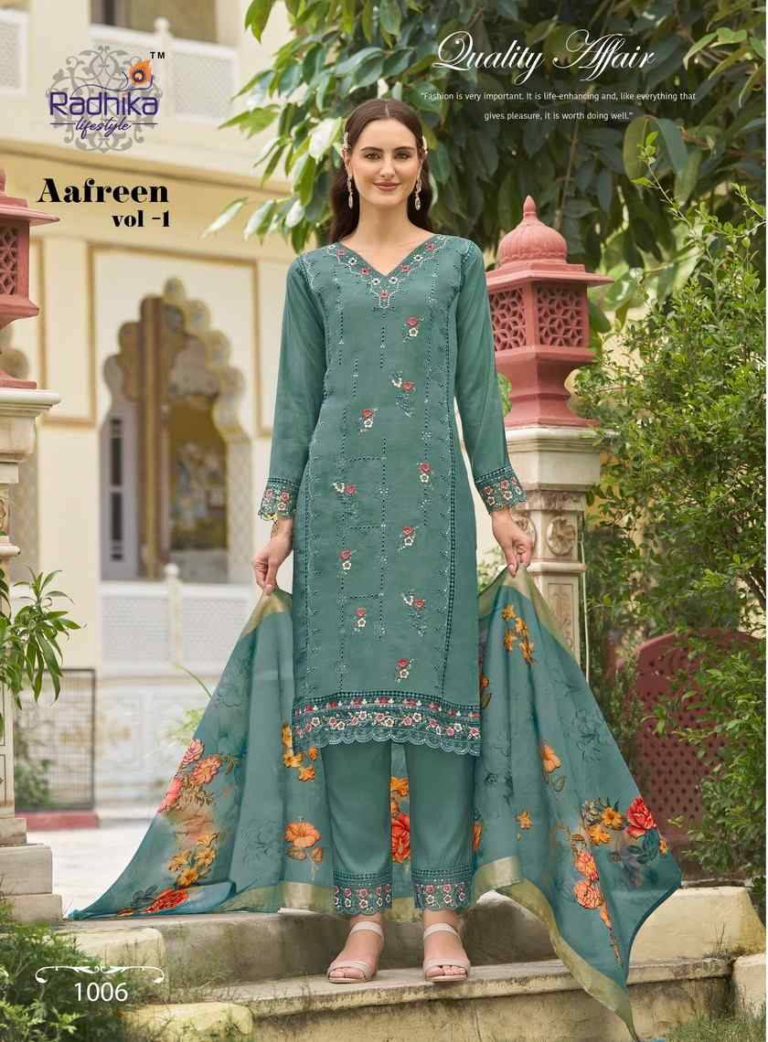 Aafreen Vol-1 By Radhika Lifestyle 1001 To 1006 Series Beautiful Festive Suits Colorful Stylish Fancy Casual Wear & Ethnic Wear Pure Silk Dresses At Wholesale Price