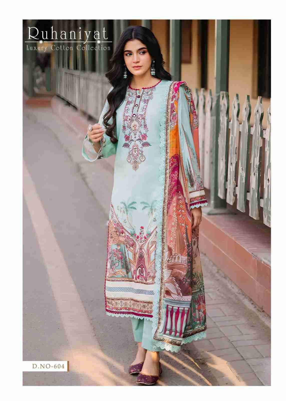 Ruhaniyat Vol-6 By Fashid Wholesale 601 To 606 Series Beautiful Suits Colorful Stylish Fancy Casual Wear & Ethnic Wear Pure Cotton Embroidered Dresses At Wholesale Price