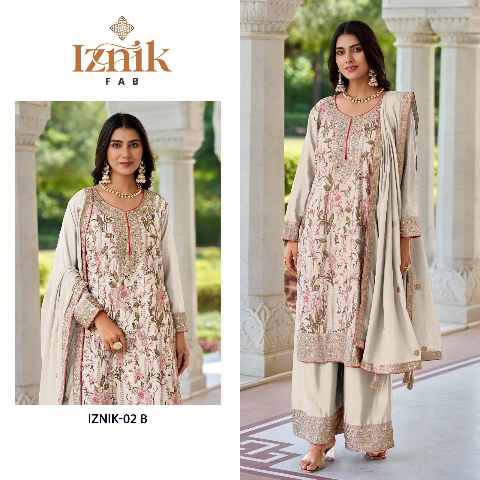 Iznik 02 Colours By Iznik Fab 02-A To 02-C Series Designer Pakistani Suits Beautiful Stylish Fancy Colorful Party Wear & Occasional Wear Japan Satin With Embroidery Dresses At Wholesale Price