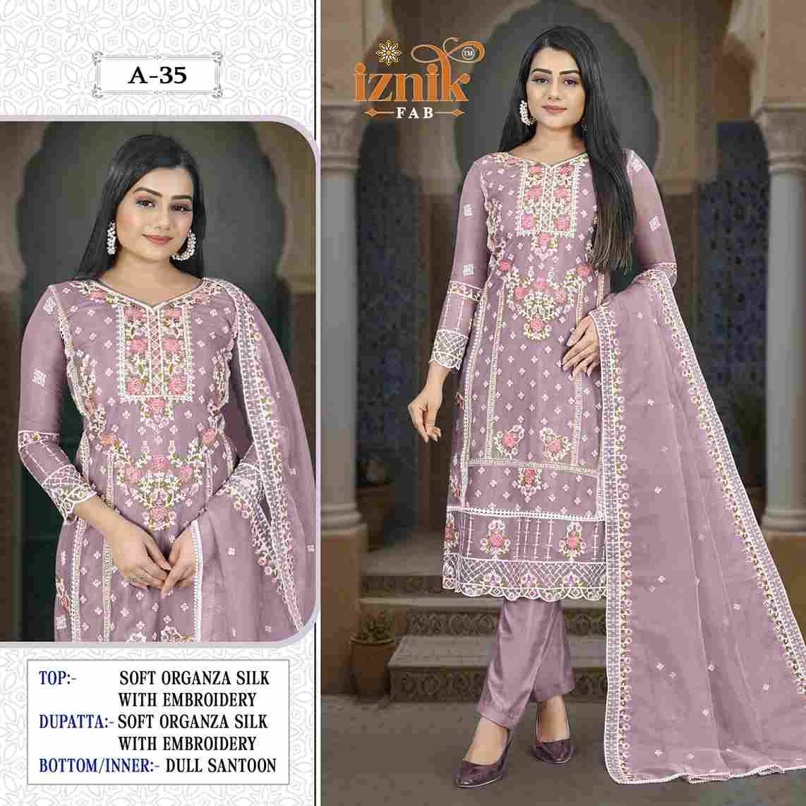 Iznik 35 Colours By Iznik Fab 35-A To 35-D Series Designer Pakistani Suits Beautiful Stylish Fancy Colorful Party Wear & Occasional Wear Organza Silk With Embroidery Dresses At Wholesale Price