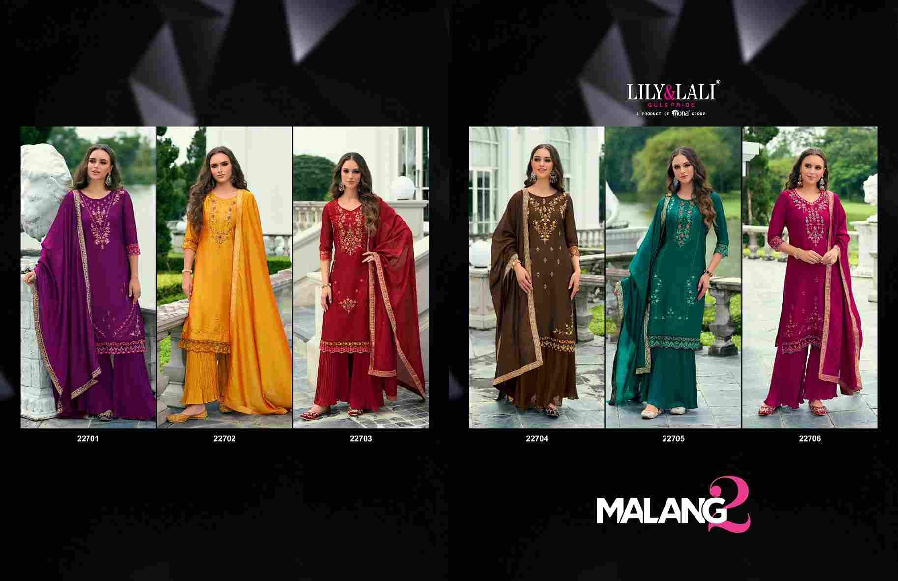 Malang Vol-2 By Lily And Lali 22701 To 22706 Series Beautiful Festive Suits Colorful Stylish Fancy Casual Wear & Ethnic Wear Vichitra Silk Dresses At Wholesale Price