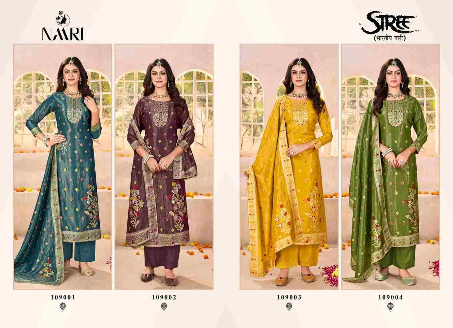 Stree By Naari 109001 To 109004 Series Beautiful Stylish Festive Suits Fancy Colorful Casual Wear & Ethnic Wear & Ready To Wear Pure Jacquard Dresses At Wholesale Price