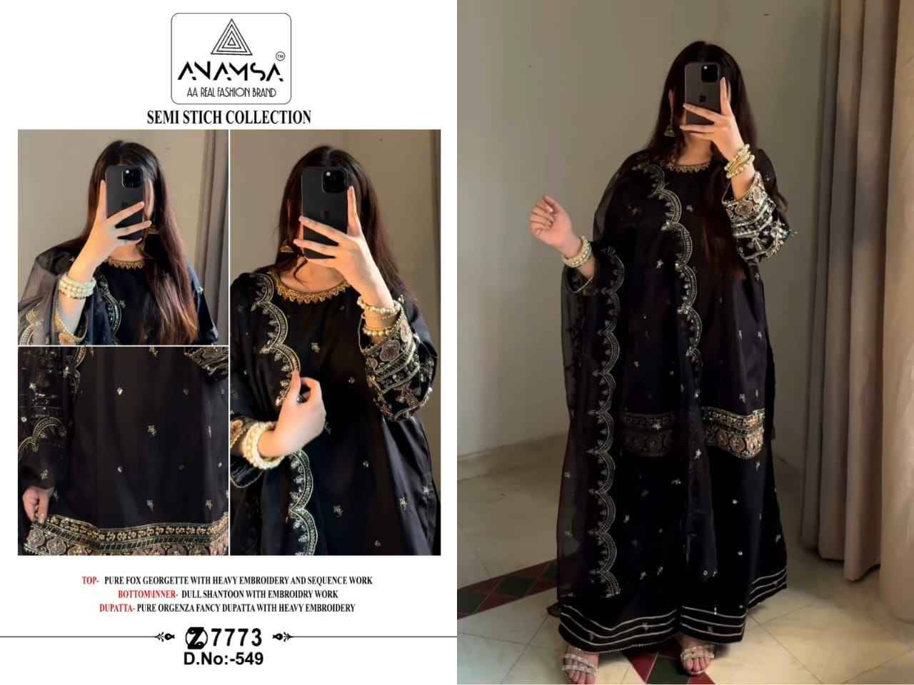 Anamsa Hit Design 549 By Fashid Wholesale Beautiful Pakistani Suits Colorful Stylish Fancy Casual Wear & Ethnic Wear Pure Faux Georgette Embroidered Dresses At Wholesale Price