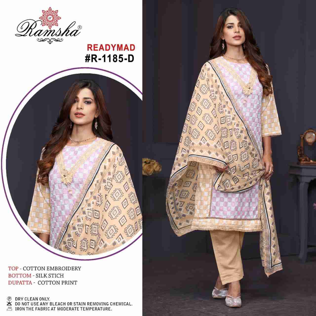 Ramsha 1185 Colours By Ramsha 1185-A To 1185-D Series Beautiful Pakistani Suits Colorful Stylish Fancy Casual Wear & Ethnic Wear Cotton Dresses At Wholesale Price