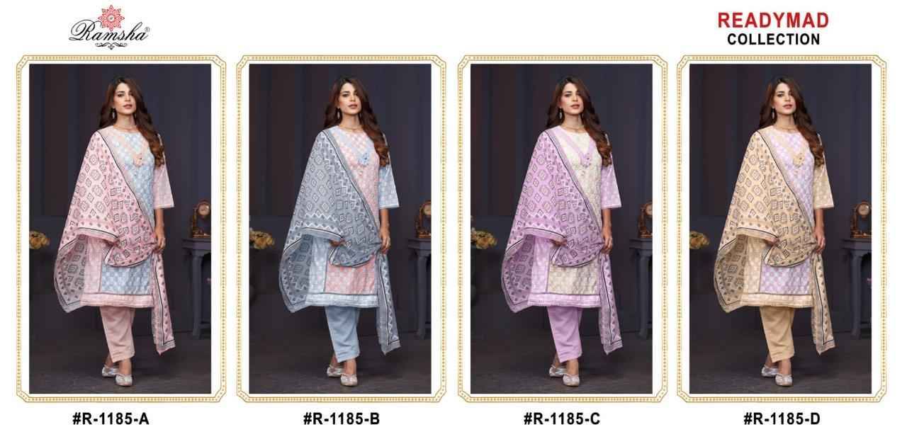 Ramsha 1185 Colours By Ramsha 1185-A To 1185-D Series Beautiful Pakistani Suits Colorful Stylish Fancy Casual Wear & Ethnic Wear Cotton Dresses At Wholesale Price