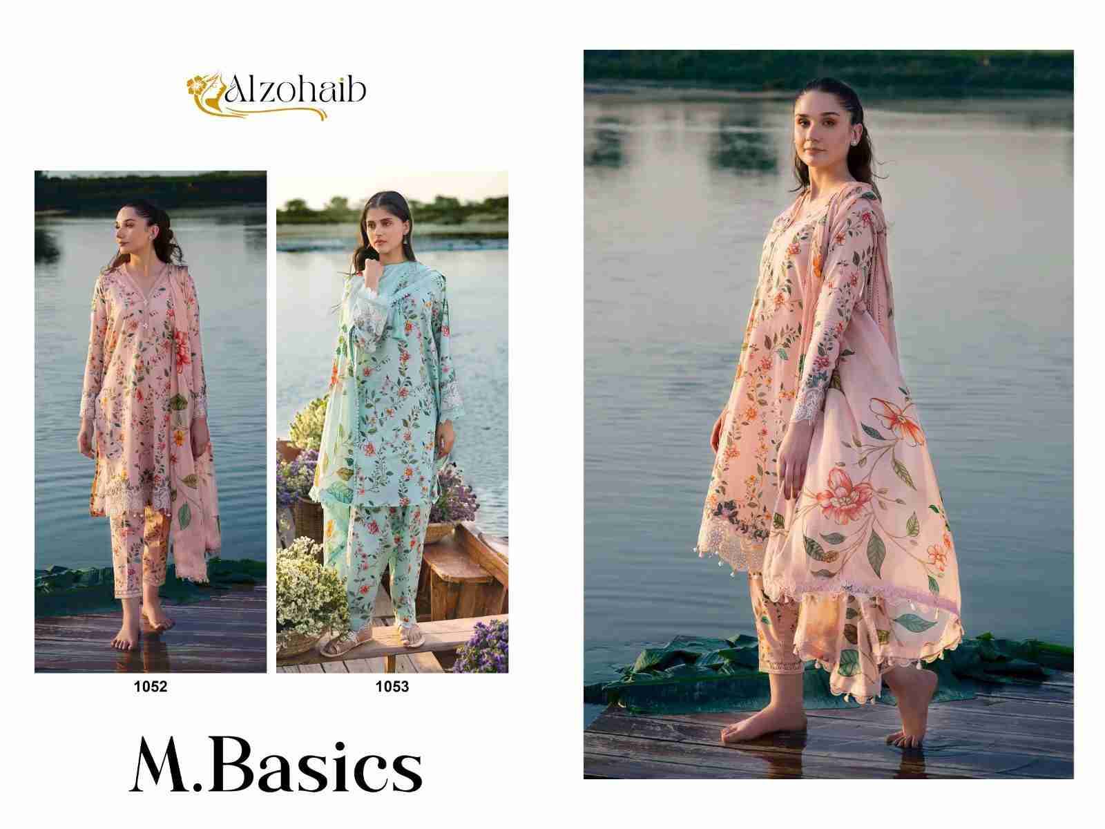 M.Basics By Alzohaib 1052 To 1053 Series Wholesale Designer Pakistani Suits Collection Beautiful Stylish Fancy Colorful Party Wear & Occasional Wear Pure Cotton Print Dresses At Wholesale Price