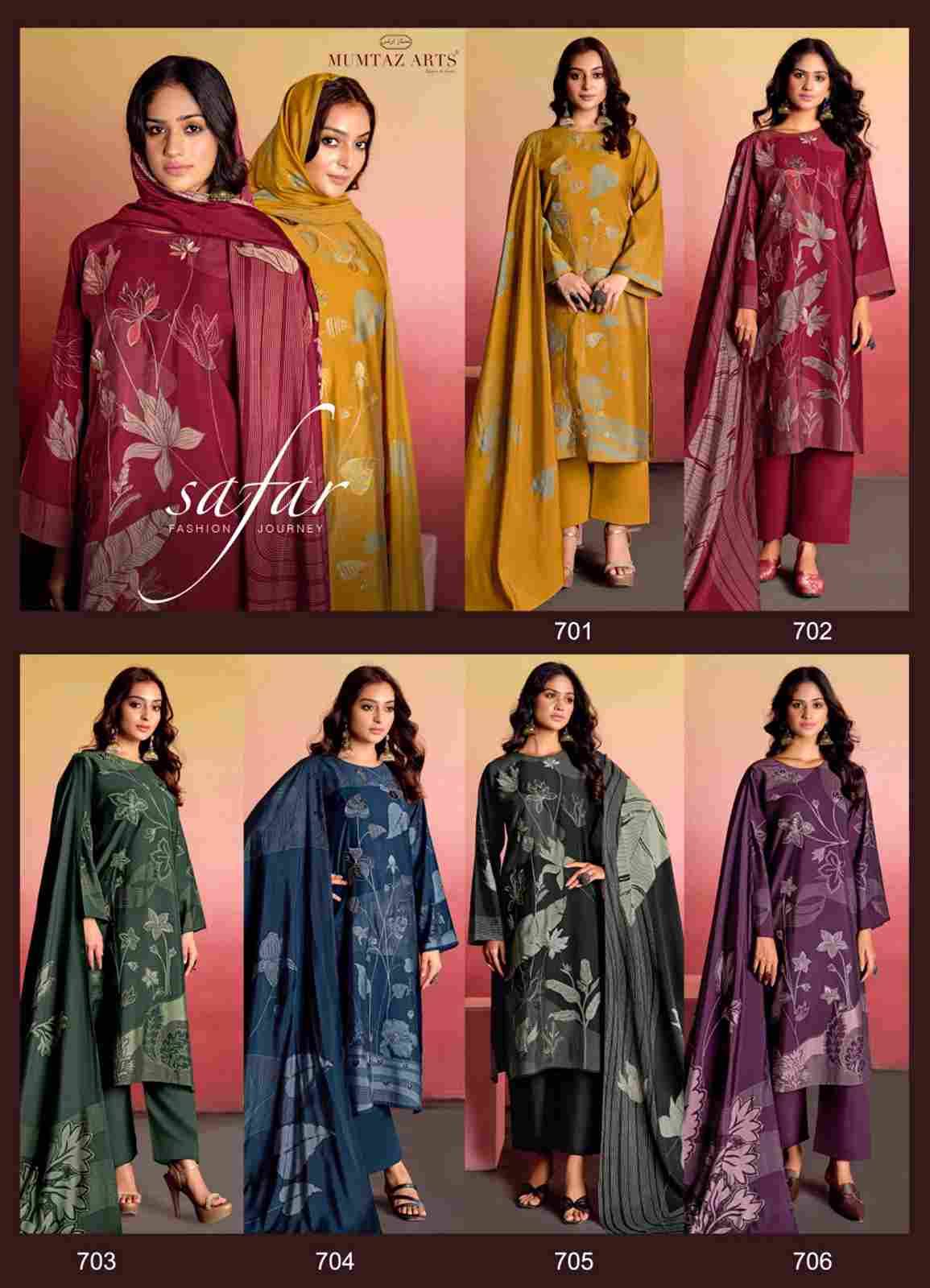 Safar By Mumtaz Arts 701 To 706 Series Beautiful Festive Suits Colorful Stylish Fancy Casual Wear & Ethnic Wear Pure Muslin Print Dresses At Wholesale Price