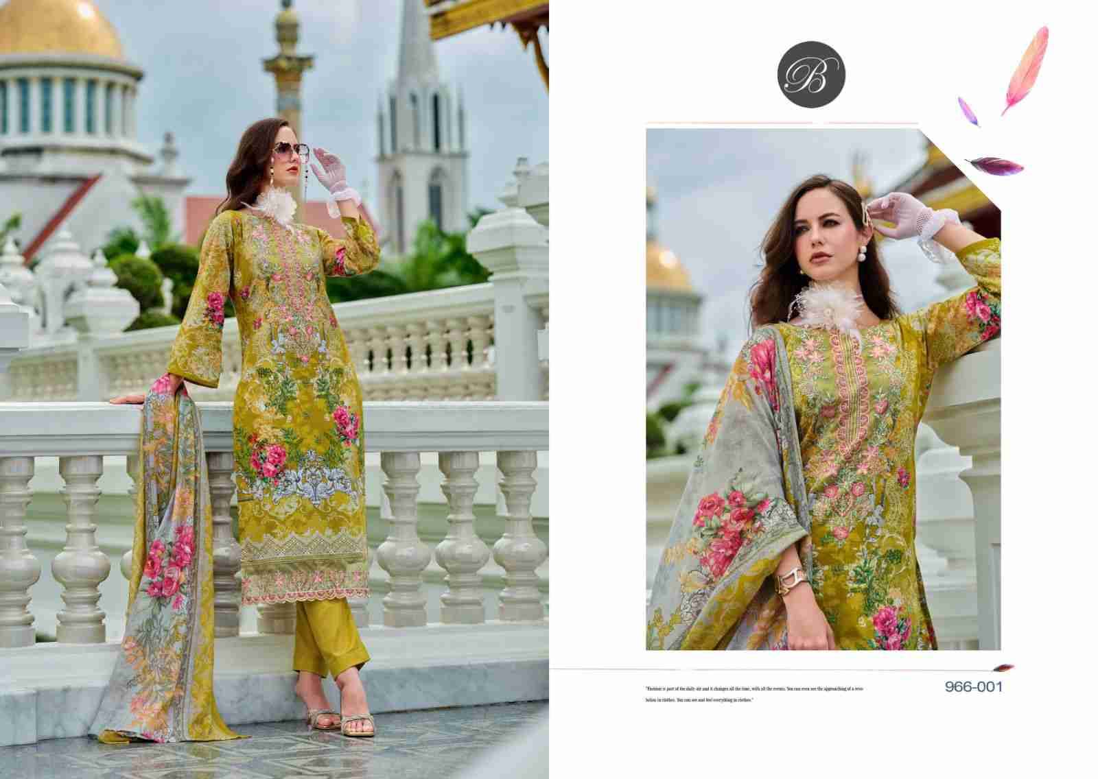 Al Marina By Belliza 966-001 To 966-008 Series Beautiful Suits Colorful Stylish Fancy Casual Wear & Ethnic Wear Pure Cotton Print With Embroidered Dresses At Wholesale Price