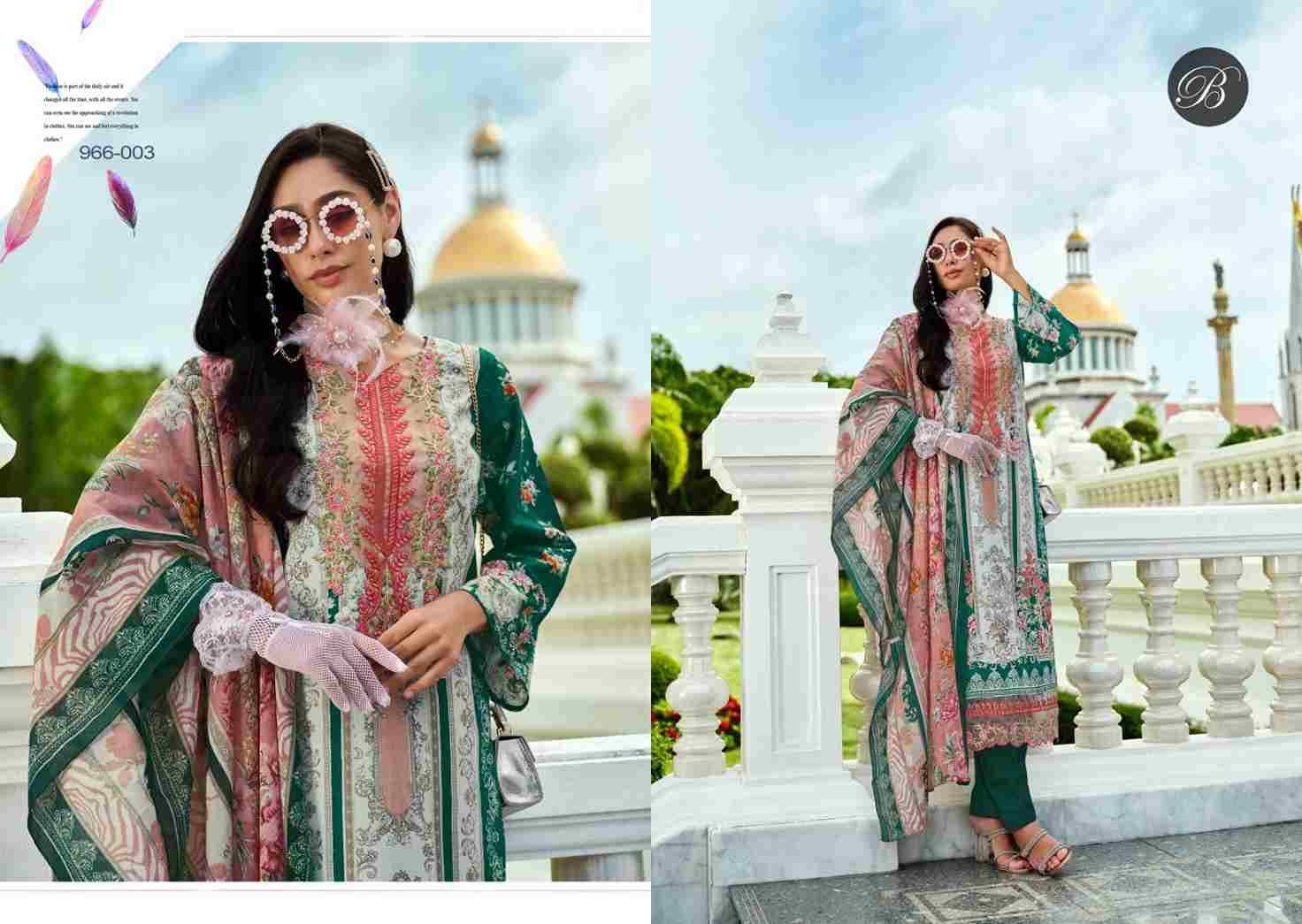 Al Marina By Belliza 966-001 To 966-008 Series Beautiful Suits Colorful Stylish Fancy Casual Wear & Ethnic Wear Pure Cotton Print With Embroidered Dresses At Wholesale Price