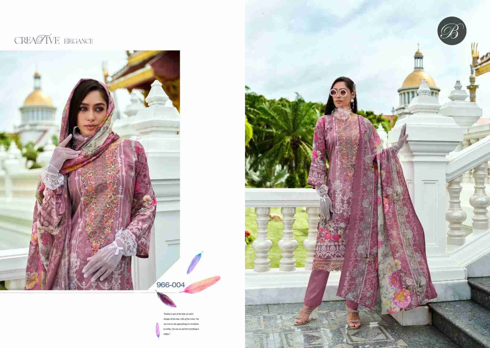 Al Marina By Belliza 966-001 To 966-008 Series Beautiful Suits Colorful Stylish Fancy Casual Wear & Ethnic Wear Pure Cotton Print With Embroidered Dresses At Wholesale Price