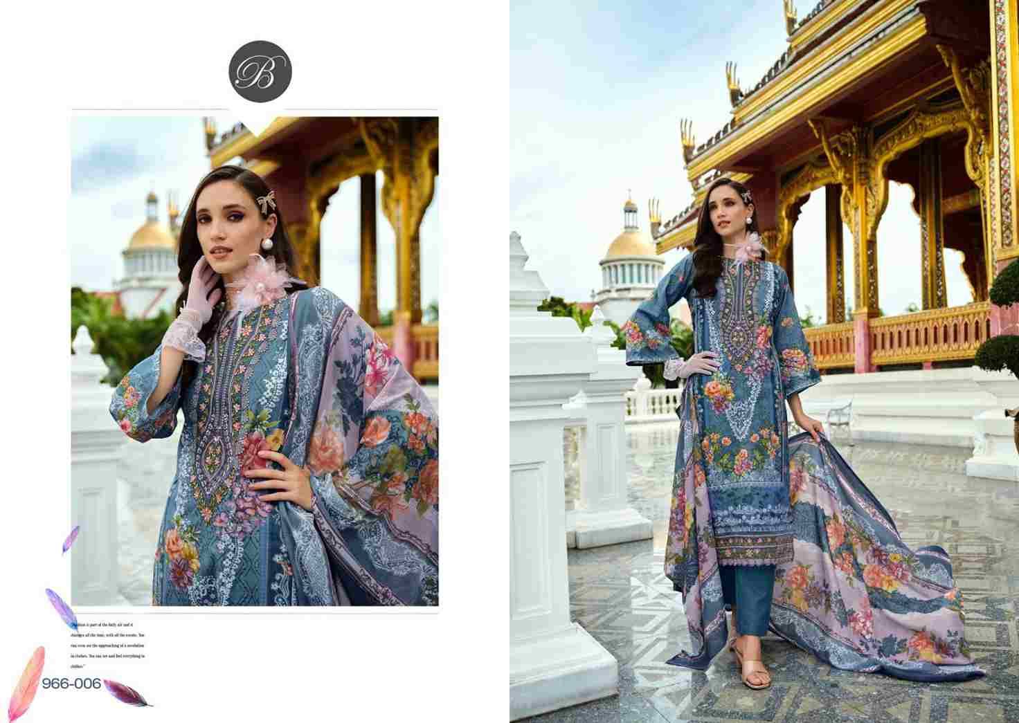 Al Marina By Belliza 966-001 To 966-008 Series Beautiful Suits Colorful Stylish Fancy Casual Wear & Ethnic Wear Pure Cotton Print With Embroidered Dresses At Wholesale Price