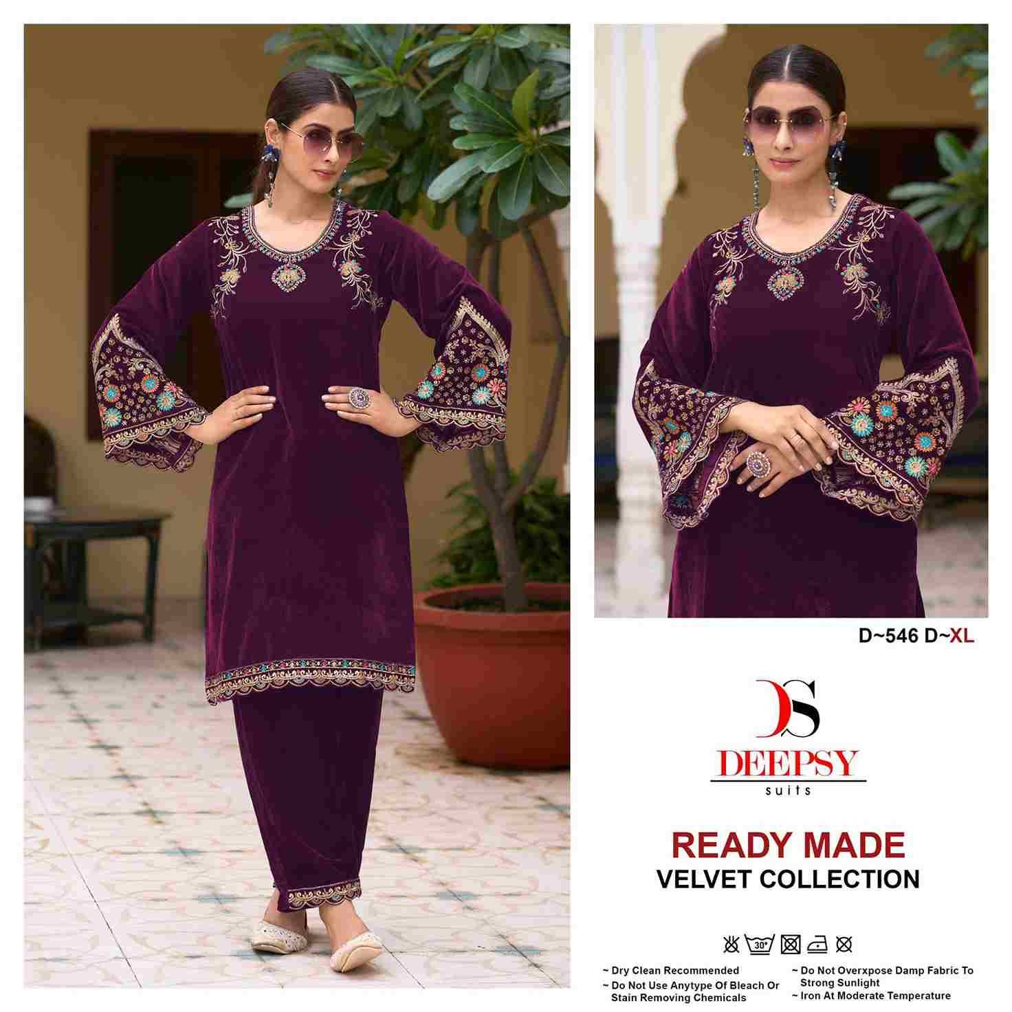 Deepsy Hit Design 546 Colours By Deepsy Suits 546-A To 546-D Series Designer Pakistani Suits Collection Beautiful Stylish Fancy Colorful Party Wear & Occasional Wear Velvet Kurtis With Bottom At Wholesale Price