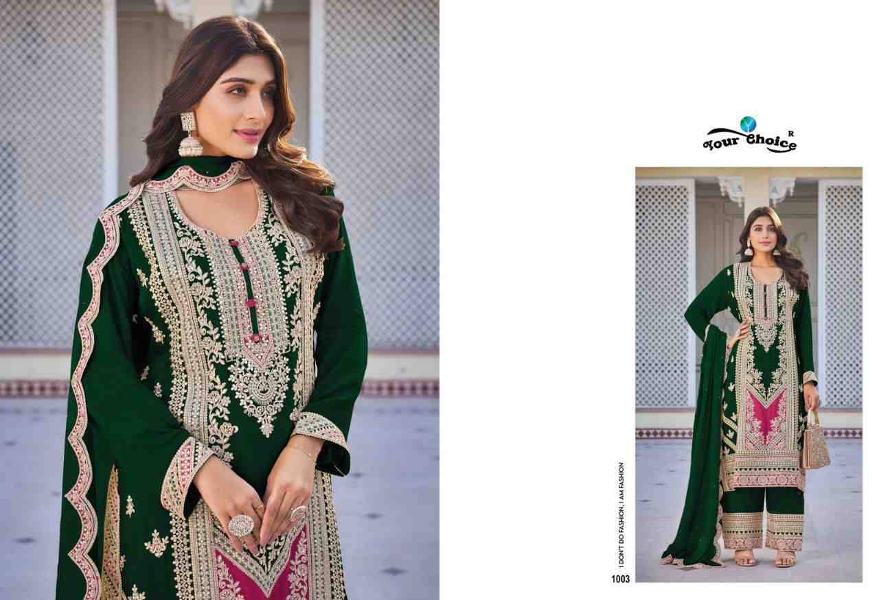 Glamup-2024 By Your Choice 1001 To 1004 Series Beautiful Festive Suits Colorful Stylish Fancy Casual Wear & Ethnic Wear Pure Chinnon Dresses At Wholesale Price