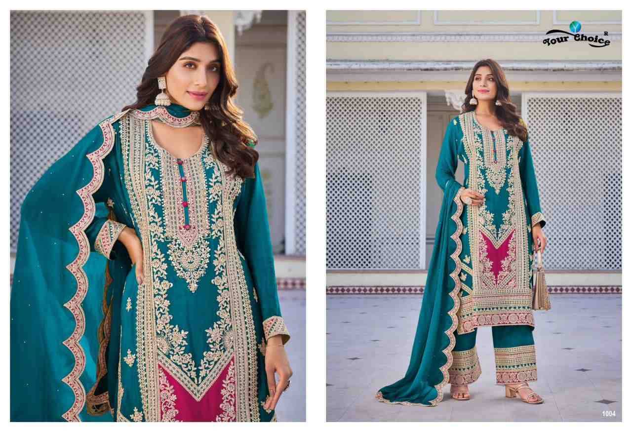 Glamup-2024 By Your Choice 1001 To 1004 Series Beautiful Festive Suits Colorful Stylish Fancy Casual Wear & Ethnic Wear Pure Chinnon Dresses At Wholesale Price