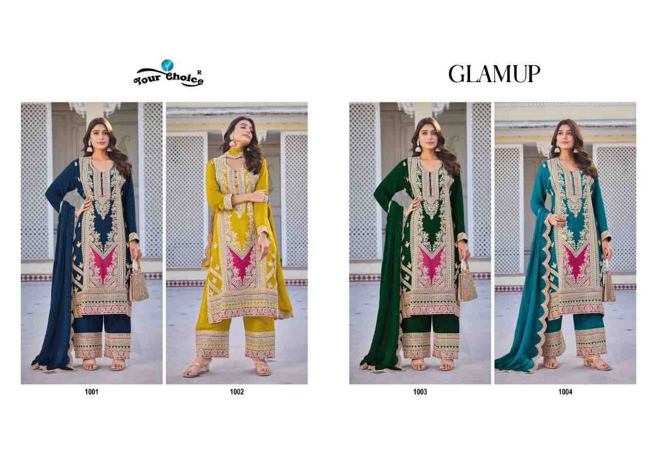 Glamup-2024 By Your Choice 1001 To 1004 Series Beautiful Festive Suits Colorful Stylish Fancy Casual Wear & Ethnic Wear Pure Chinnon Dresses At Wholesale Price