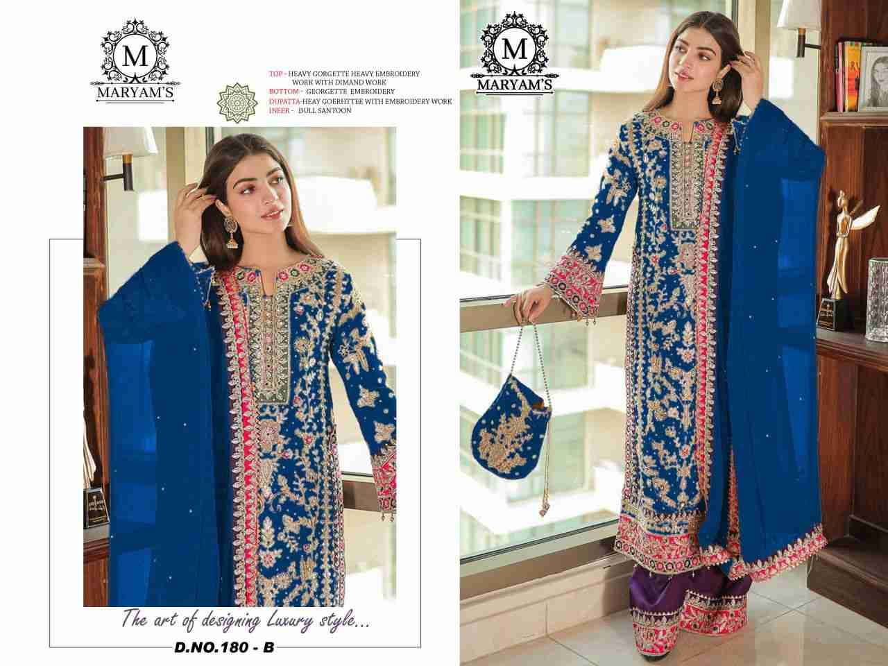 Maryams 180 Colours By Maryams 180-A To 180-D Series Pakistani Suits Beautiful Fancy Colorful Stylish Party Wear & Occasional Wear Heavy Georgette Embroidery Dresses At Wholesale Price