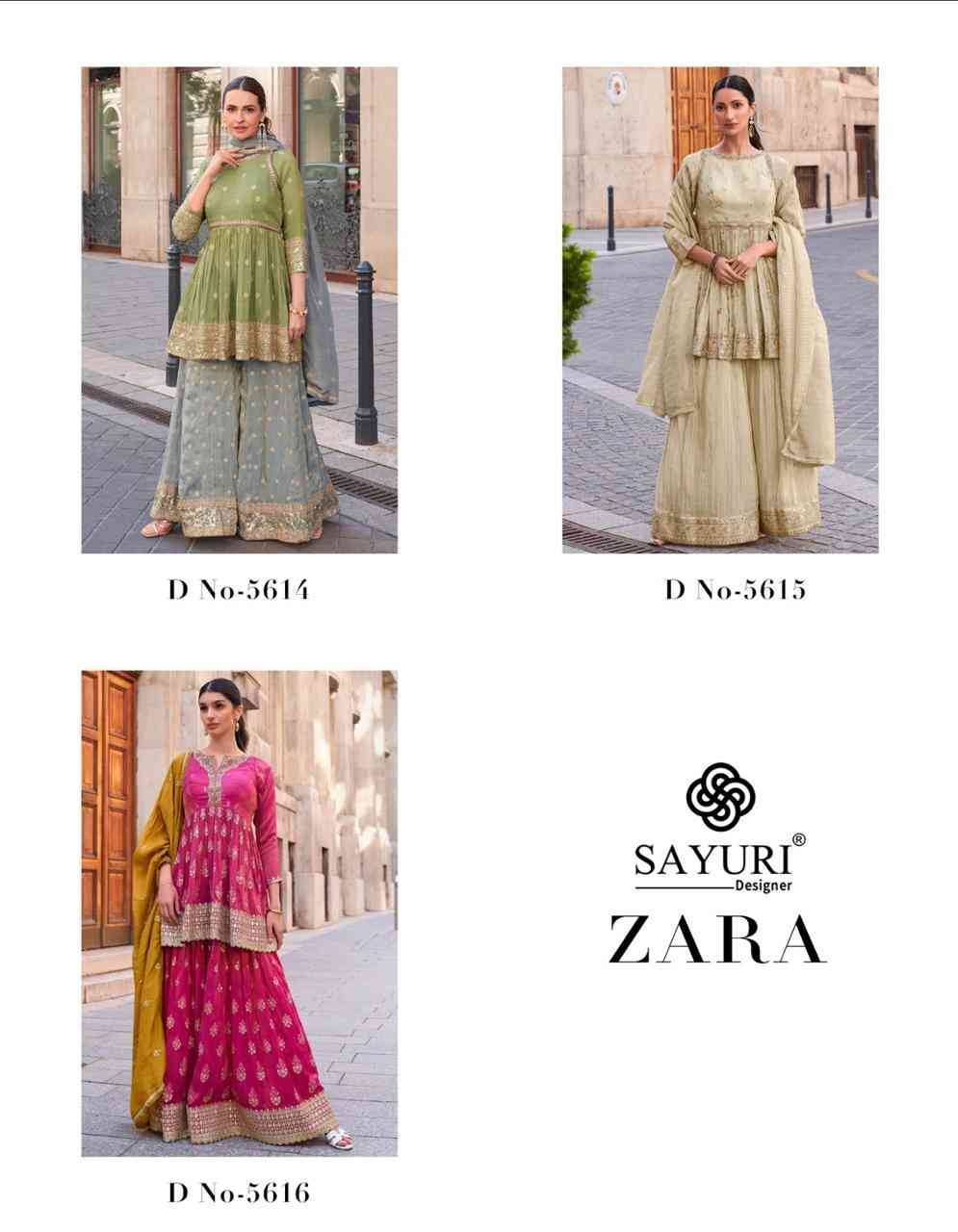 Zara By Sayuri 5614 To 5616 Series Designer Sharara Suits Beautiful Fancy Colorful Stylish Party Wear & Occasional Wear Fancy Dresses At Wholesale Price