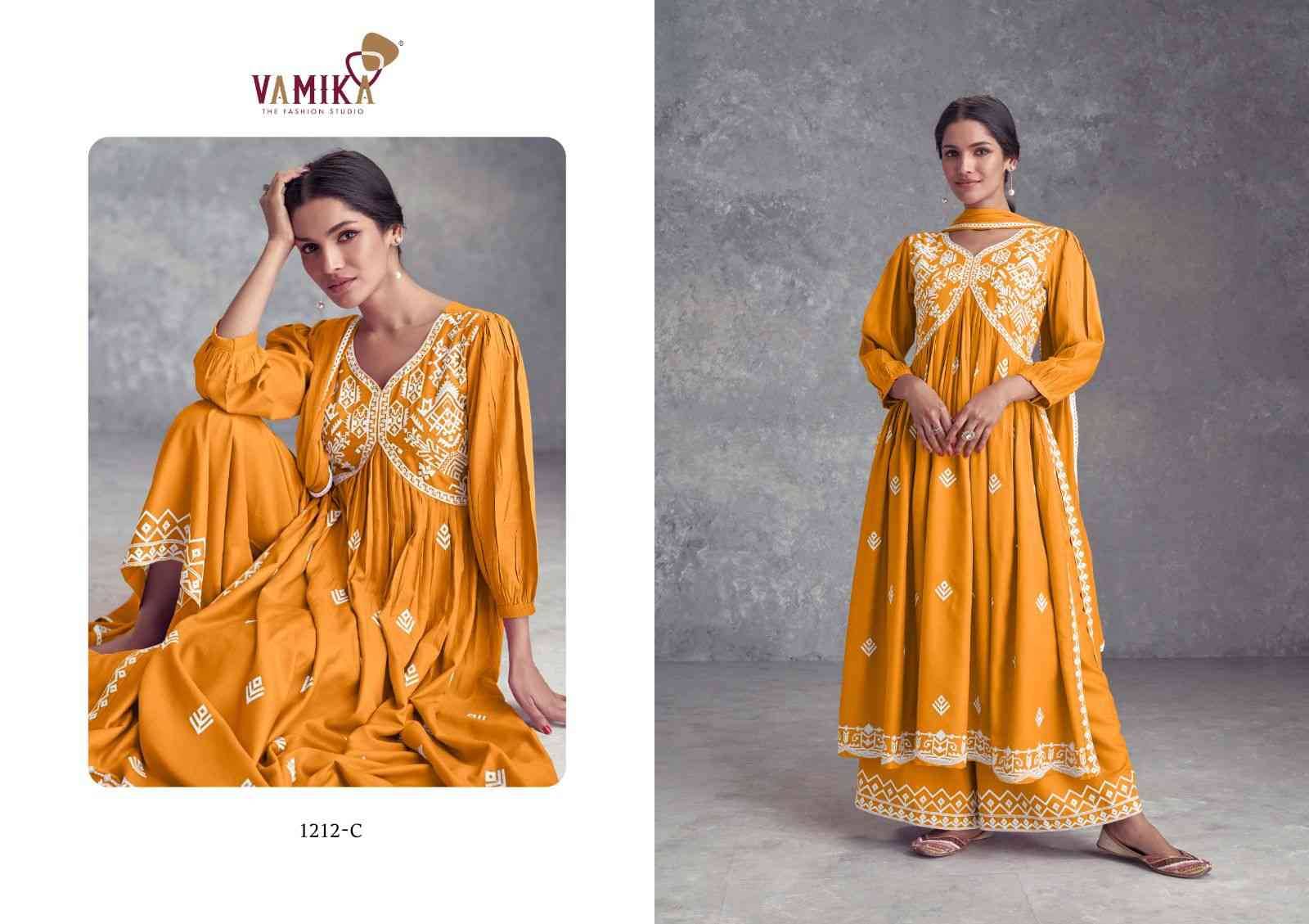 Aadhira Vol-11 By Vamika 1212-A To 1212-E Series Beautiful Festive Suits Colorful Stylish Fancy Casual Wear & Ethnic Wear Pure Viscose Rayon Embroidery Dresses At Wholesale Price