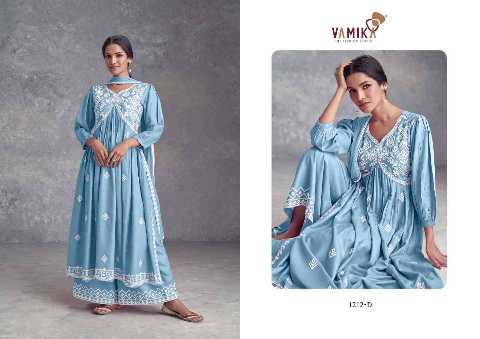 Aadhira Vol-11 By Vamika 1212-A To 1212-E Series Beautiful Festive Suits Colorful Stylish Fancy Casual Wear & Ethnic Wear Pure Viscose Rayon Embroidery Dresses At Wholesale Price