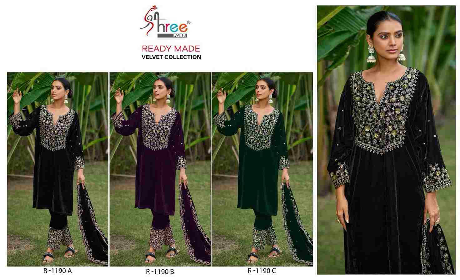 Shree Fabs Hit Design R-1190 Colours By Shree Fabs R-1190-A To R-1190-C Series Beautiful Pakistani Suits Stylish Fancy Colorful Party Wear & Occasional Wear Velvet Embroidered Dresses At Wholesale Price