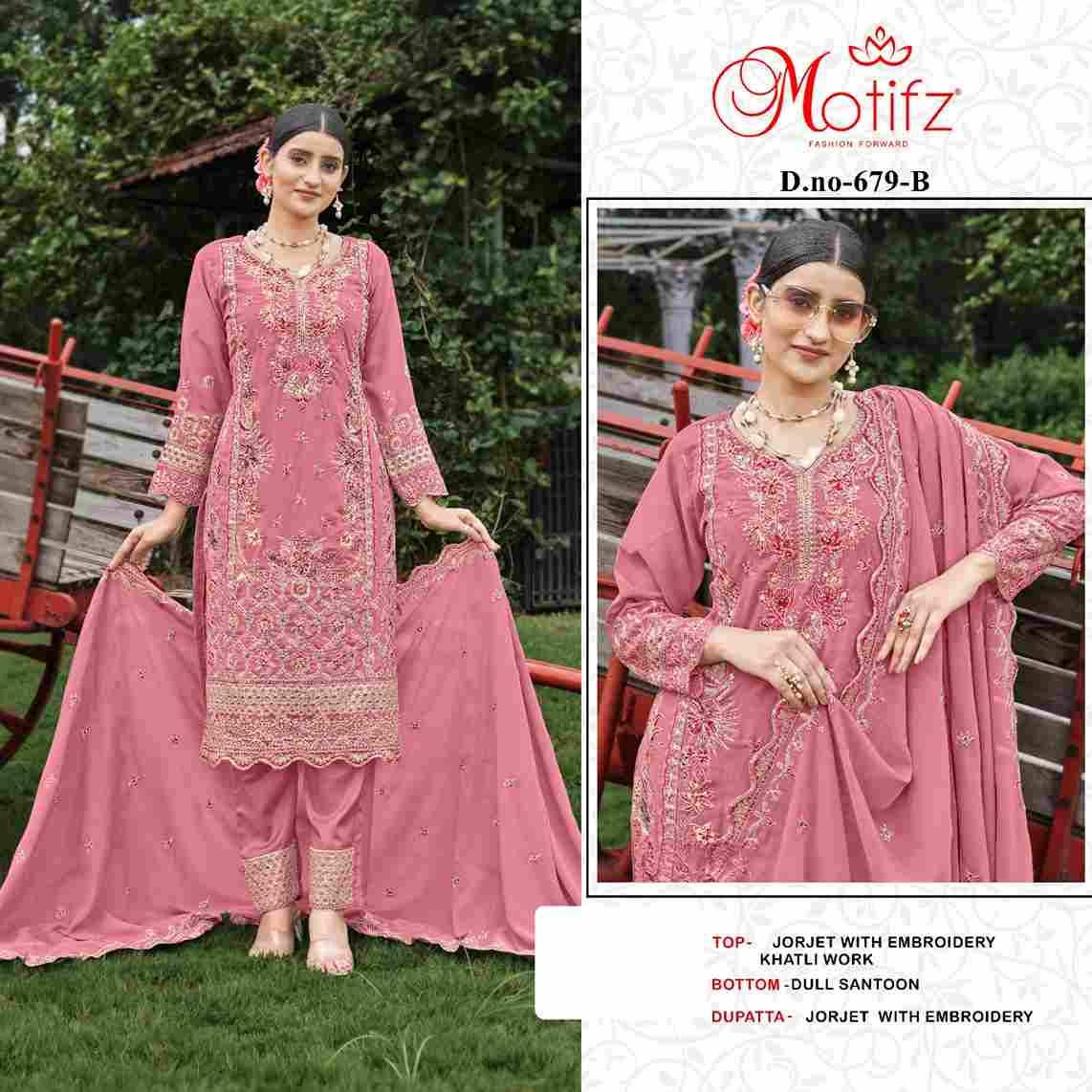 Motifz Hit Design 679 Colours By Motifz 679-A To 679-D Series Beautiful Pakistani Suits Colorful Stylish Fancy Casual Wear & Ethnic Wear Georgette Dresses At Wholesale Price