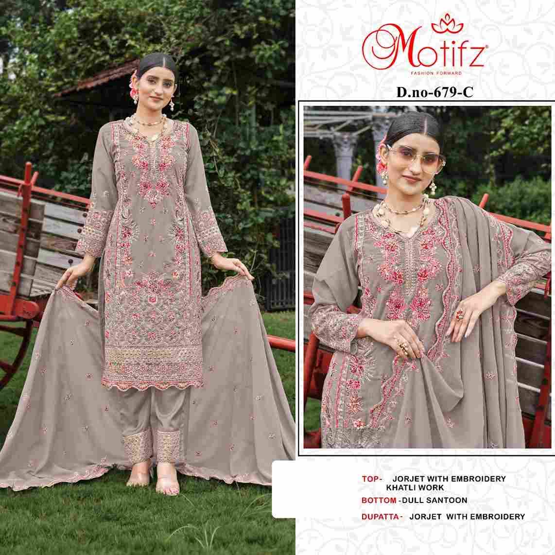 Motifz Hit Design 679 Colours By Motifz 679-A To 679-D Series Beautiful Pakistani Suits Colorful Stylish Fancy Casual Wear & Ethnic Wear Georgette Dresses At Wholesale Price