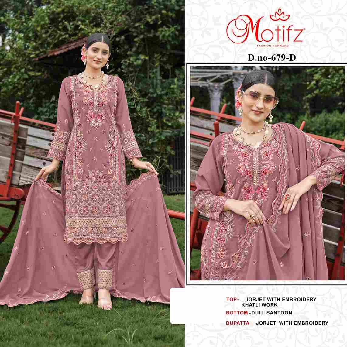 Motifz Hit Design 679 Colours By Motifz 679-A To 679-D Series Beautiful Pakistani Suits Colorful Stylish Fancy Casual Wear & Ethnic Wear Georgette Dresses At Wholesale Price