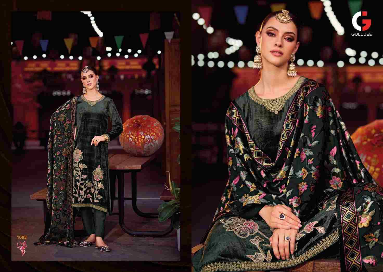 Mughal Garden By Gull Jee 1001 To 1006 Series Beautiful Festive Suits Colorful Stylish Fancy Casual Wear & Ethnic Wear Viscose Velvet Embroidered Dresses At Wholesale Price