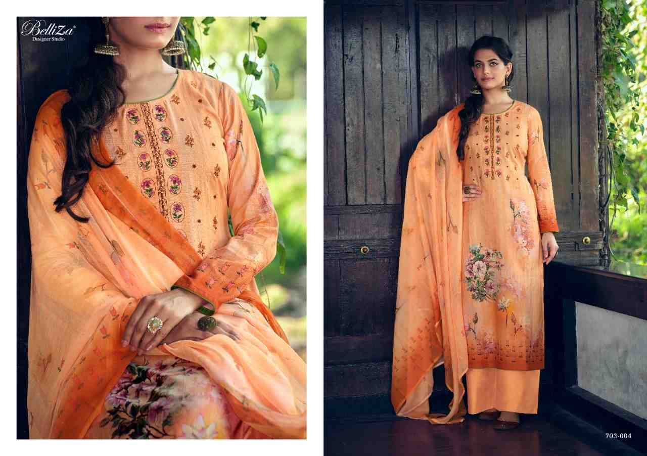 Floris By Belliza 703-001 To 703-006 Series Beautiful Festive Suits Stylish Fancy Colorful Casual Wear & Ethnic Wear Pure Cotton Dresses At Wholesale Price