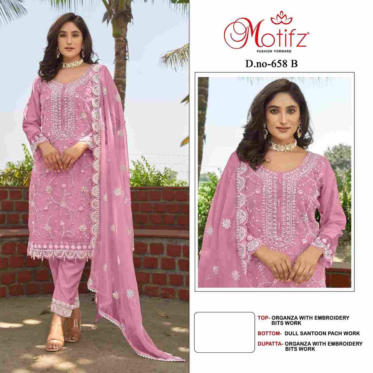 Motifz Hit Design 658 Colours By Motifz 658-A To 658-D Series Beautiful Pakistani Suits Colorful Stylish Fancy Casual Wear & Ethnic Wear Organza Dresses At Wholesale Price