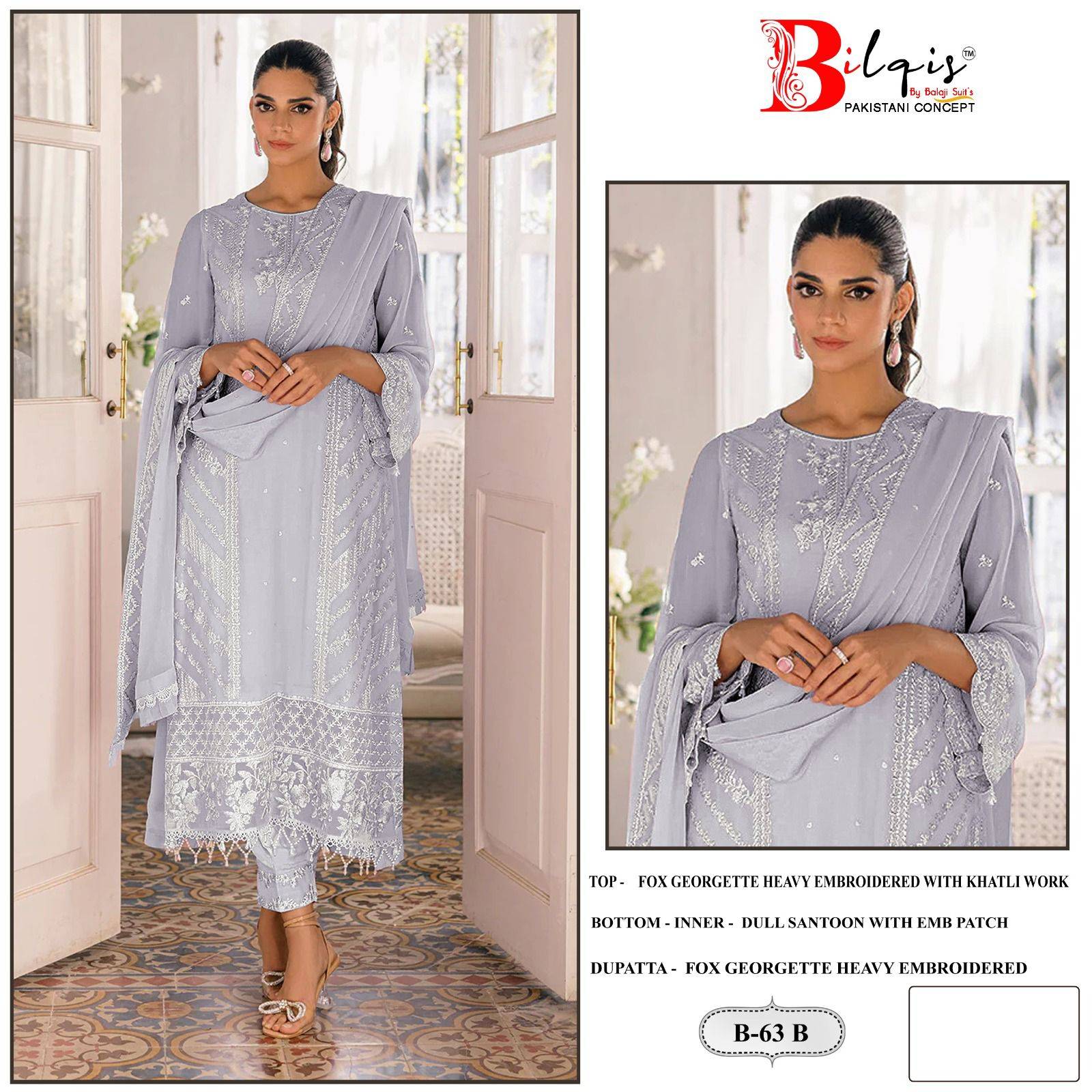 Bilqis 63 Colours By Bilqis 63-A To 63-D Series Beautiful Pakistani Suits Stylish Fancy Colorful Party Wear & Occasional Wear Faux Georgette Embroidery Dresses At Wholesale Price