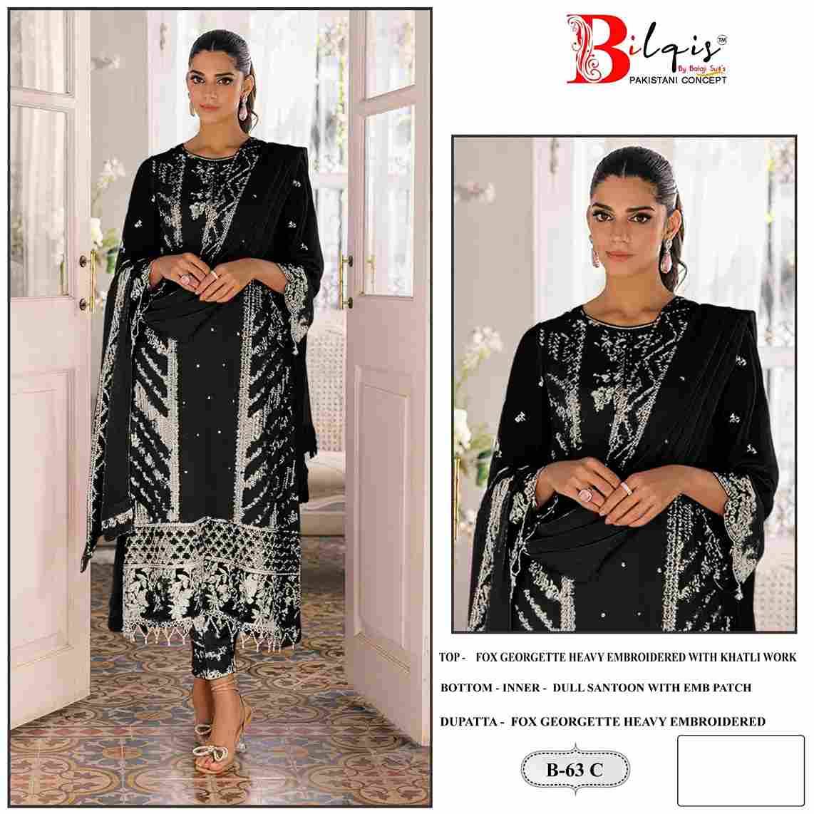 Bilqis 63 Colours By Bilqis 63-A To 63-D Series Beautiful Pakistani Suits Stylish Fancy Colorful Party Wear & Occasional Wear Faux Georgette Embroidery Dresses At Wholesale Price