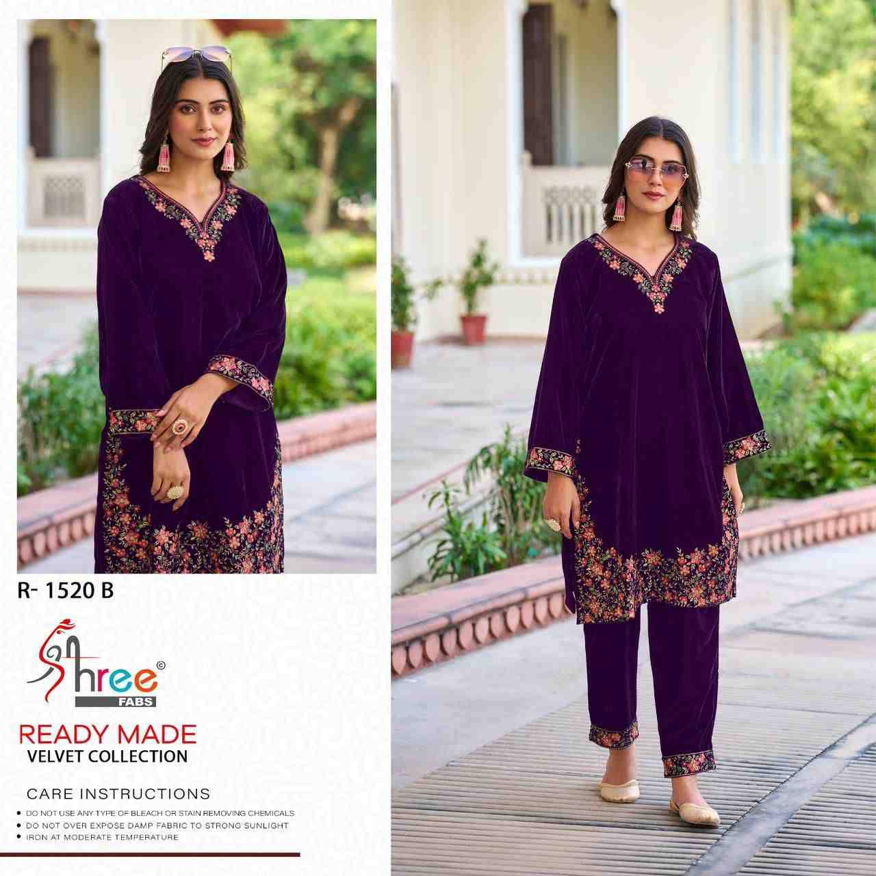 Shree Fabs Hit Design R-1520 Colours By Shree Fabs R-1520-A To R-1520-D Series Wholesale Designer Pakistani Suits Collection Beautiful Stylish Fancy Colorful Party Wear & Occasional Wear Velvet Kurtis With Bottom At Wholesale Price