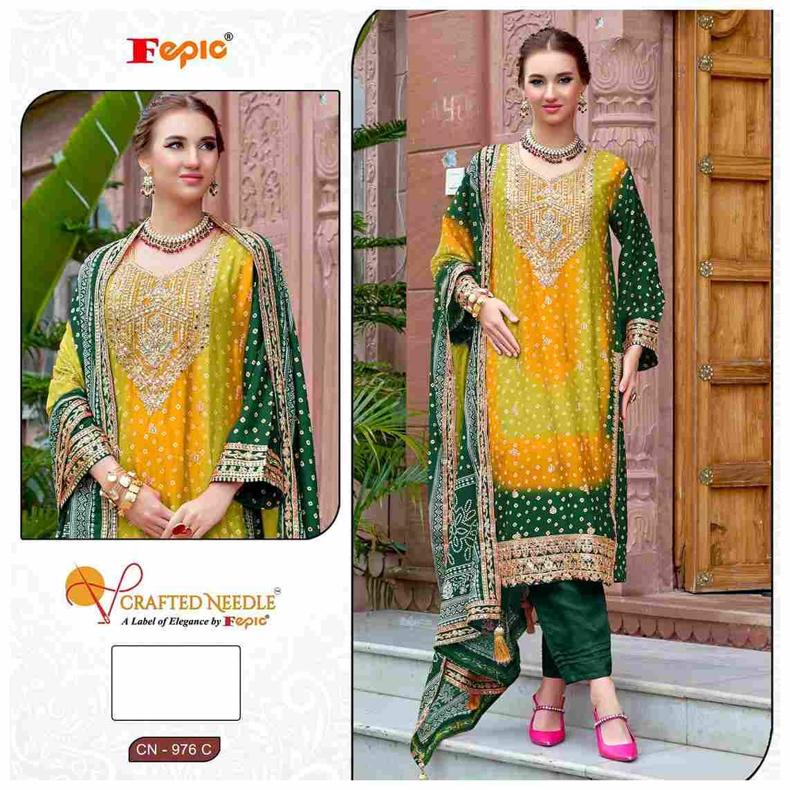 Fepic 976 Colours By Fepic 976-A To 976-C Series Beautiful Pakistani Suits Colorful Stylish Fancy Casual Wear & Ethnic Wear Pure Chinnon Embroidered Dresses At Wholesale Price