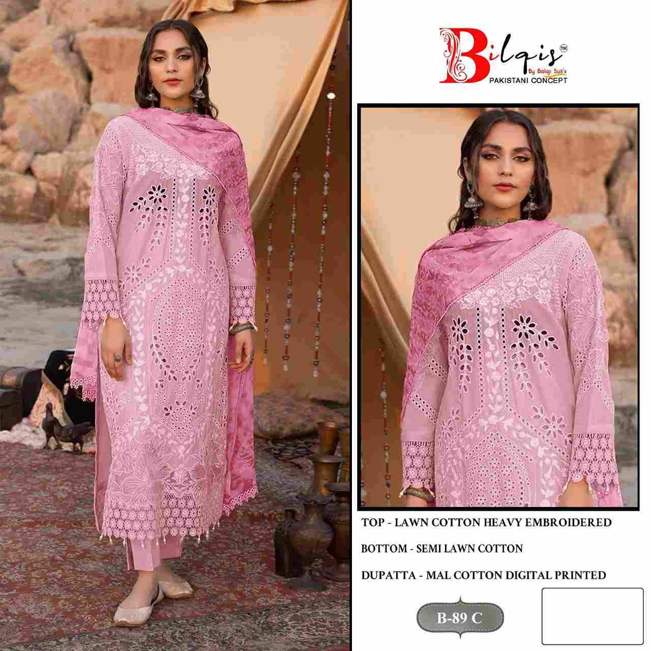 Bilqis 89 Colours By Bilqis 89-A To 89-D Series Beautiful Pakistani Suits Stylish Fancy Colorful Party Wear & Occasional Wear Lawn Cotton Embroidery Dresses At Wholesale Price