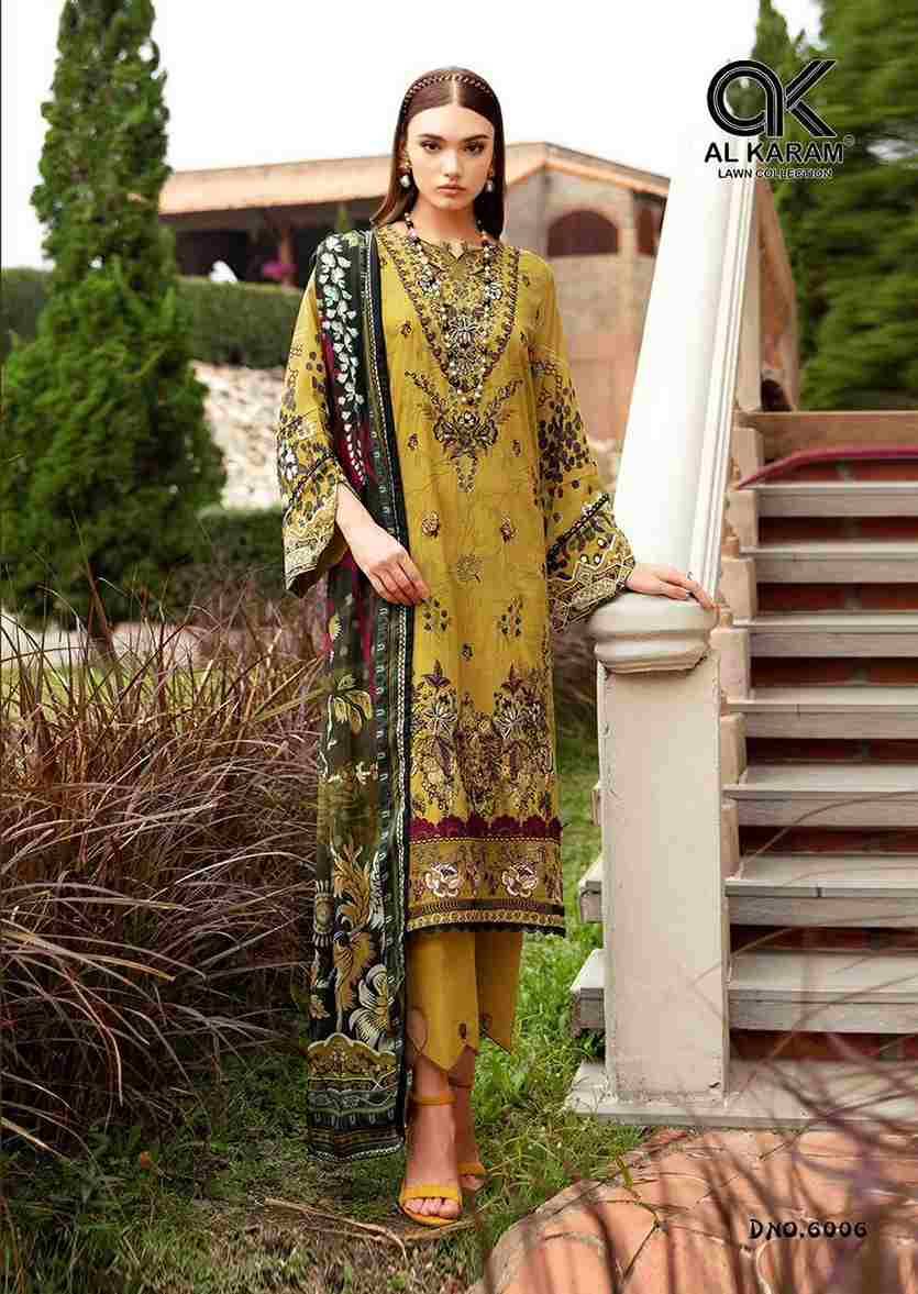 Queens Court Vol-6 By Al Karam Lawn Collection 6001 To 6006 Series Beautiful Suits Colorful Stylish Fancy Casual Wear & Ethnic Wear Pure Cambric Dresses At Wholesale Price